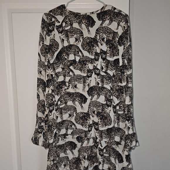 H&M Dresses & Skirts - H&M Bengal Cat Print Novelty Dress Long Sleeve Animal Print EU 40 US 10